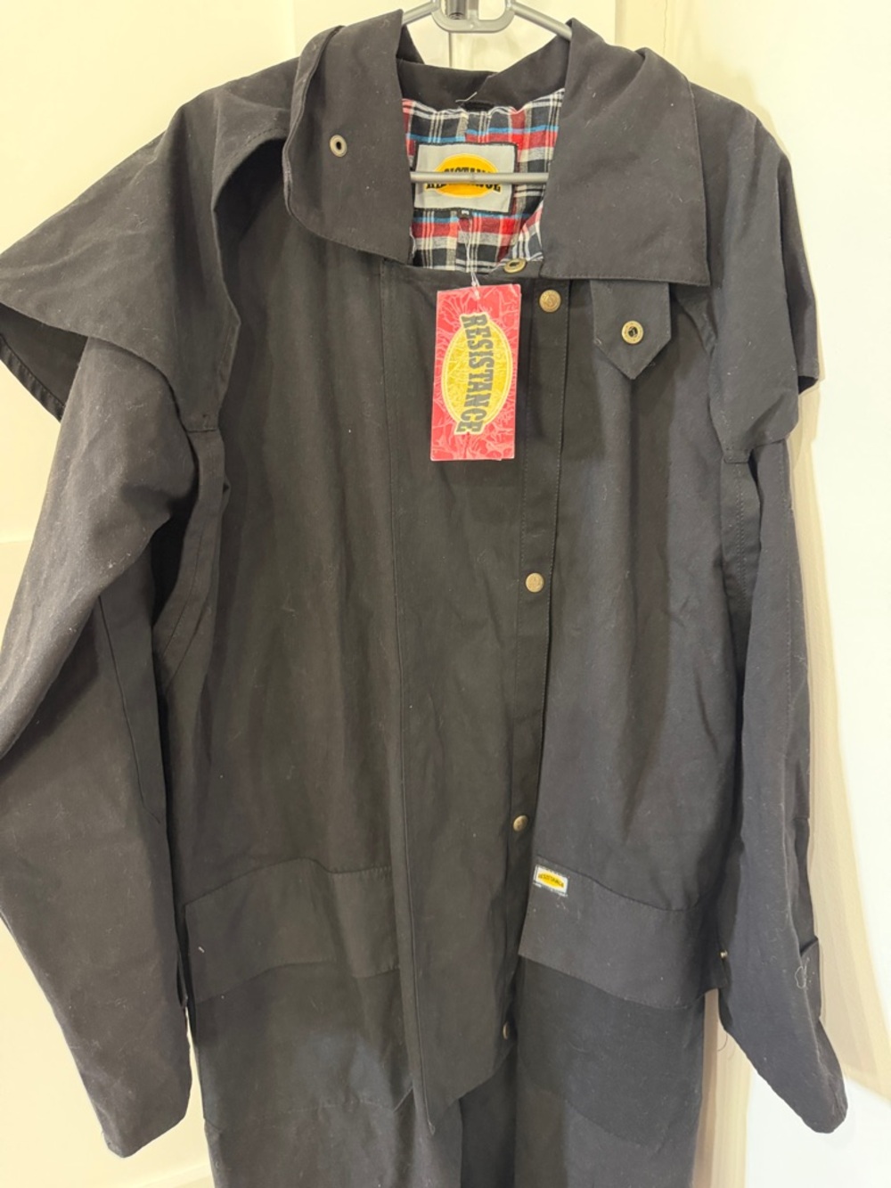 Men’s Black Trench Coat with Red Plaid Lining Medium NWT - Picture 10 of 10